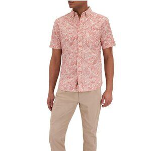 NWT Faherty Playa Coral Tile Print Short Sleeve Button Down Shirt S